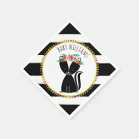 Boho Baby Skunk Pompom Baby Shower Napkins