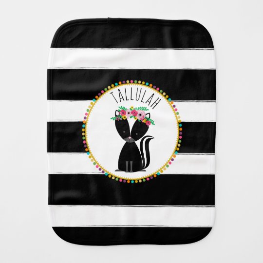 Boho Baby Skunk Pompom Inspired Burp Cloth