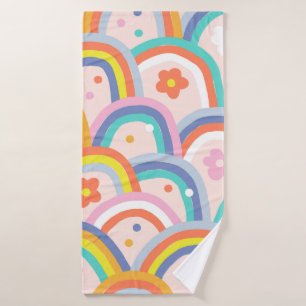 Boho baby summer whimsical rainbow seamless patter bath towel