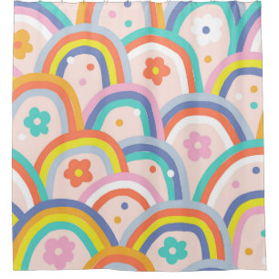 Boho baby summer whimsical rainbow seamless patter shower curtain