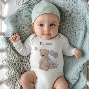 Boho baby teddy bear Baby Shower  Bodysuit