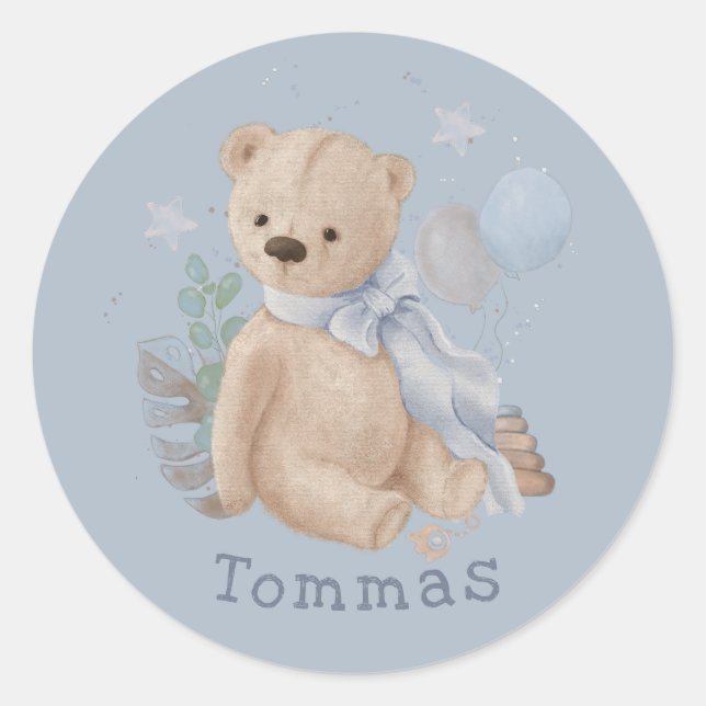 Boho baby teddy bear Classic Round Sticker (Front)