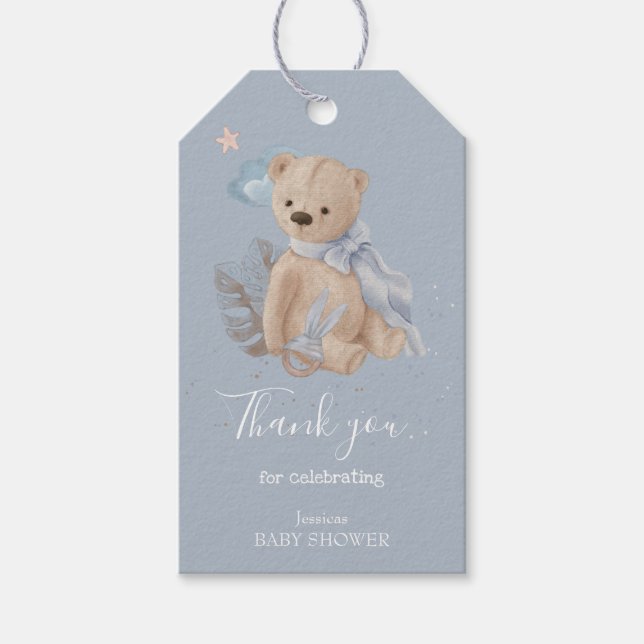 Boho baby teddy bear Gift Tags (Front)