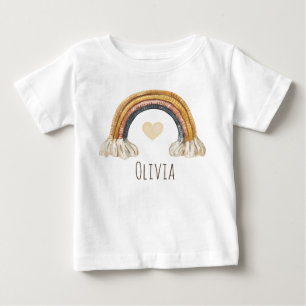 Boho Baby Watercolor Rainbow Beige Baby T-Shirt