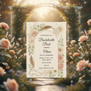 Boho Bachelorette Bash Invitation Neutral Floral