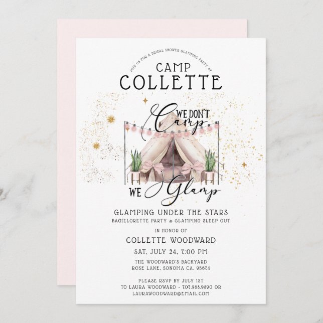 Boho Bachelorette Glamping Party Under The Stars  Invitation (Front/Back)