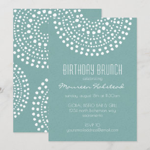 Boho Bali Birthday Brunch on Teal Invitation