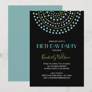 Boho Bali Turquoise Black Birthday 2 Invitation