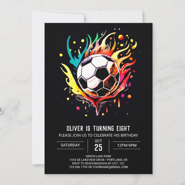 Boho Ball Printable Soccer Birthday Invitation (Front)
