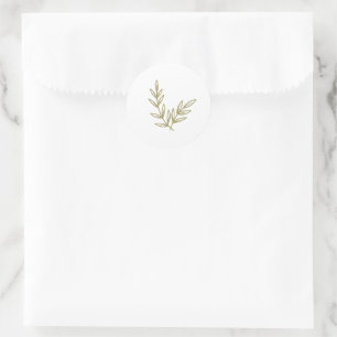Boho Bamboo Botanical Leaf Soft Elegant Greenery Classic Round Sticker