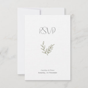 Boho Bamboo Botanical Leaf Soft Elegant Greenery RSVP Card