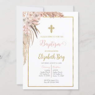 Boho baptism invitation for girl