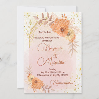 Boho Baptism Invite, Pampas Grass Boho wedding Invitation