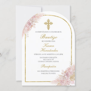 Boho Baptism Spanish Invitation