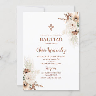 Boho Baptism Spanish Invitation