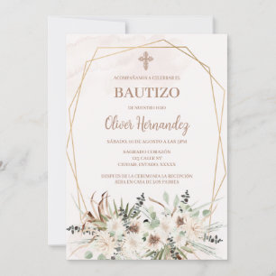Boho Baptism Spanish Invitation