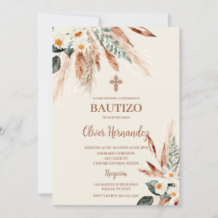 Boho Baptism Spanish Invitation