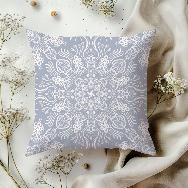 Boho Barkley Mandala light slate grey Cushion (Creator Uploaded)