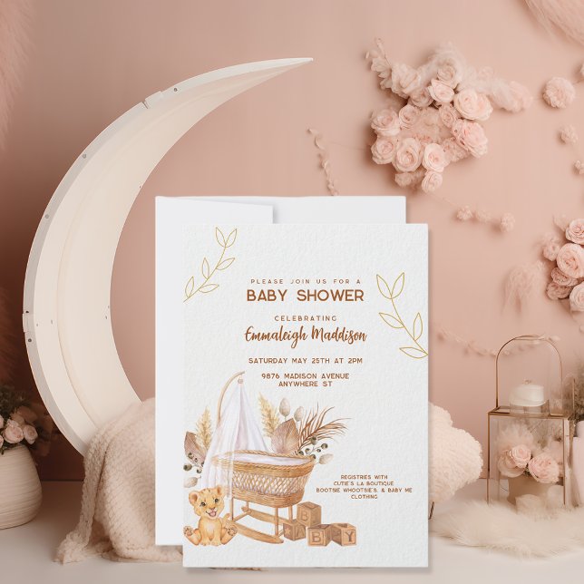 Boho Bassinet Nursery Baby Shower Invitation (Creator Uploaded)