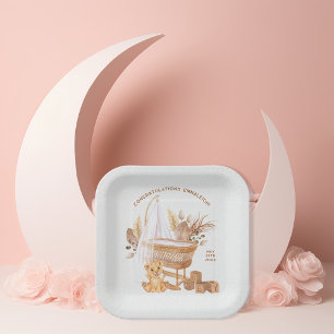 Boho Bassinet Nursery Baby Shower Paper Plate
