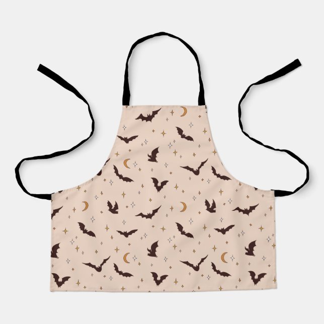 Boho Bats and Stars Halloween Pattern Apron (Front)