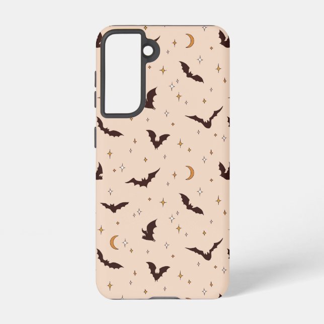 Boho Bats and Stars Halloween Pattern Samsung Galaxy S21 Case (Back)