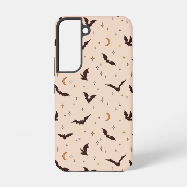 Boho Bats and Stars Halloween Pattern Samsung Galaxy S22 Case (Back)