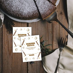 Boho Batter Up Baseball Diaper Raffle Baby Shower Enclosure Card