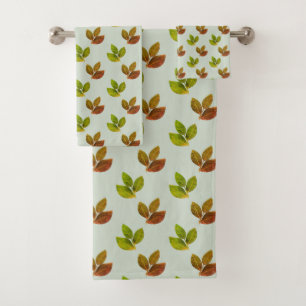 Boho Bay Leaves on Light Laurel Green Bath Towel Set