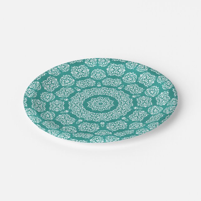 Boho Bazaar, Mix & Match Cerulean Pattern Paper Plate (Angled)