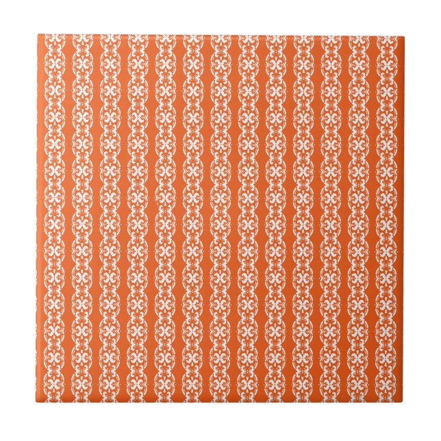 Boho Bazaar, Mix & Match Orange Pattern Tile (Front)