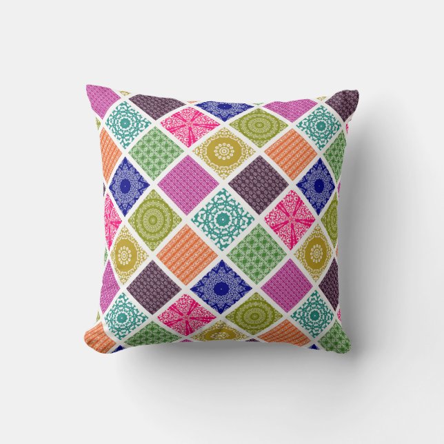 Boho Bazaar Mosaic Patchwork Cushion (Front)