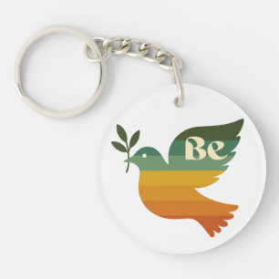 Boho Be Peace Retro Holiday Keychain