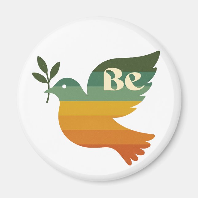 Boho Be Peace Retro Holiday Magnet (Front)