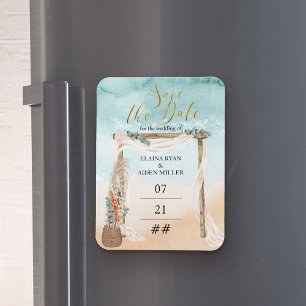 Boho Beach Arbor Destination Wedding Save The Date Magnet