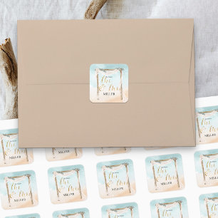 Boho Beach Arbor the future Mr & Mrs Square Sticker