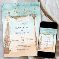 Boho Beach Arbor Watercolor Shore Wedding
