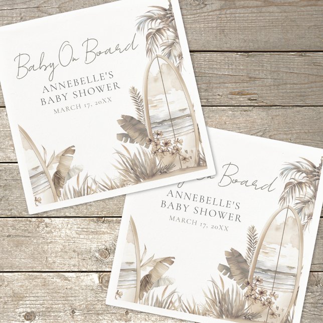 Boho Beach Baby Shower Napkin (Baby On Board Beach Baby Shower Napkins)