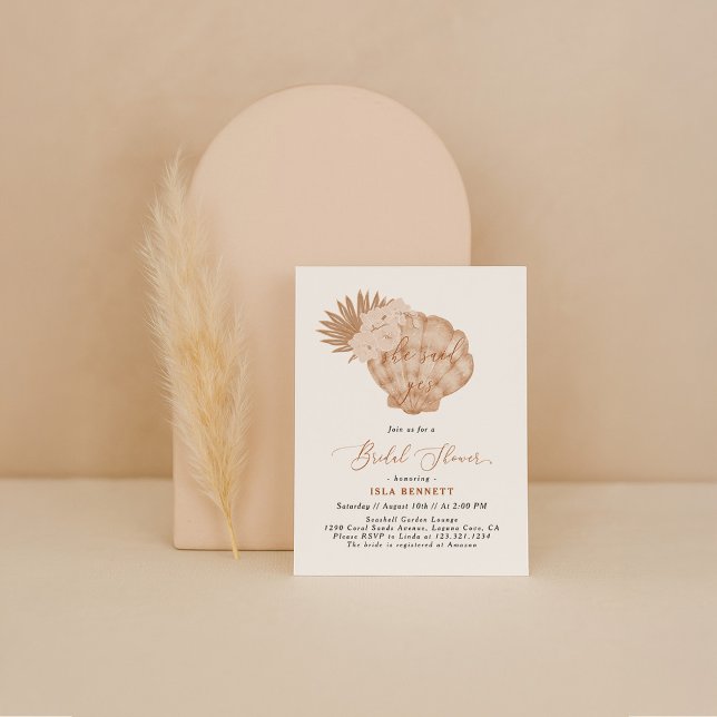 Boho Beach Bridal Shower She Said Yes Invitation (Creator Uploaded)