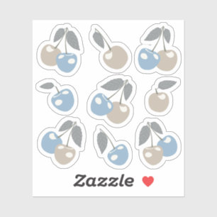 Boho Beach Cherries - beige blue cute cherry fruit
