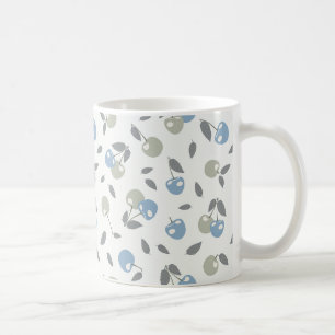 Boho Beach Cherries - sage blue fruit pattern. Coffee Mug