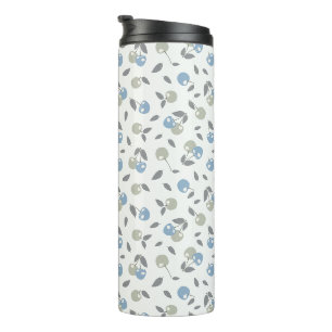 Boho Beach Cherries - sage blue fruit pattern. Thermal Tumbler