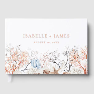 Boho Beach Coral Reef Wedding Foil Guest Book