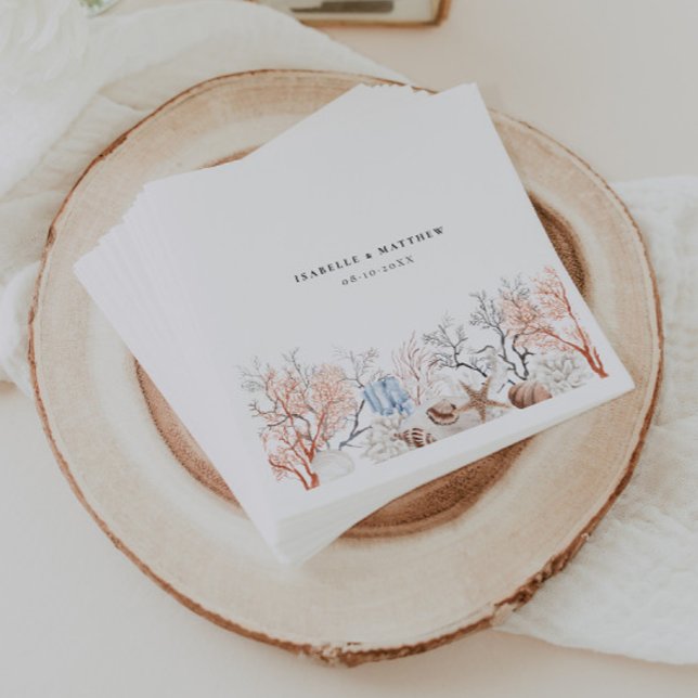 Boho Beach Coral Reef Wedding Napkin (Creator Uploaded)