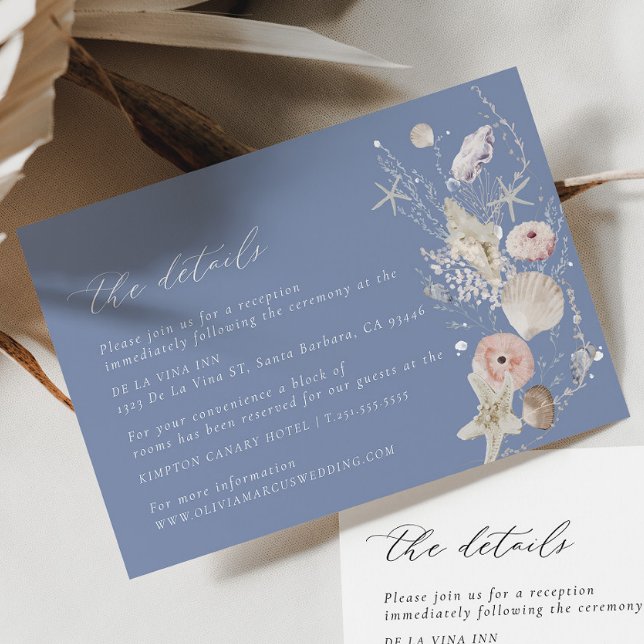 Boho Beach Elegant Wedding Details Enclosure Card (Details Card 2 Colors)