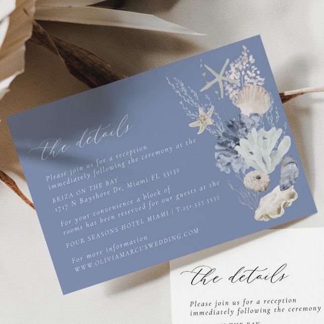 Boho Beach Elegant Wedding Details Enclosure Card (Details Card 2 Colors)