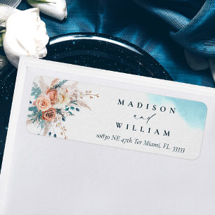 Boho Beach Floral Watercolor Return Address Label