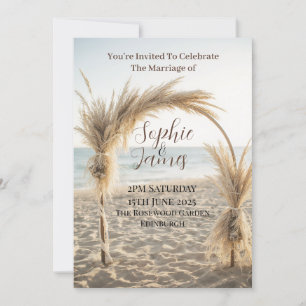 Boho Beach Pampas Grass Arch Wedding Invitation