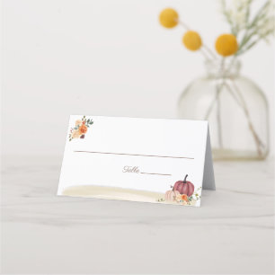 Boho Beach Pumpkin Floral Wedding Table Place Card