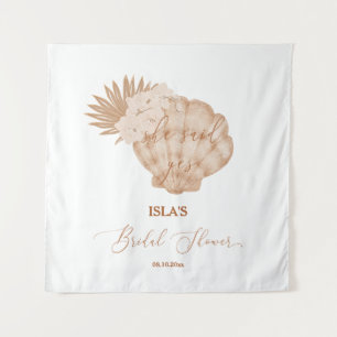 Boho Beach Seashell Bridal Shower Photo Backdrop Tapestry
